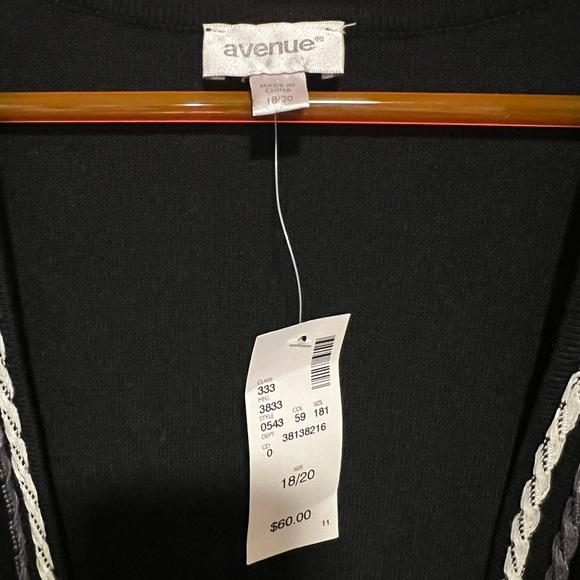 Avenue Black and Blue Cardigan Sweaters with Stripe Accents - Picture 3 of 4